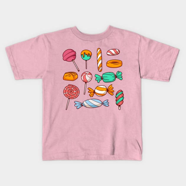 Candies Kids T-Shirt by CockyArt